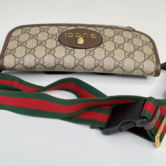 Gucci GG Logo Supreme Neonoe Vintage Bum Bag with Iconic Red & Green Straps - Picture 8 of 11